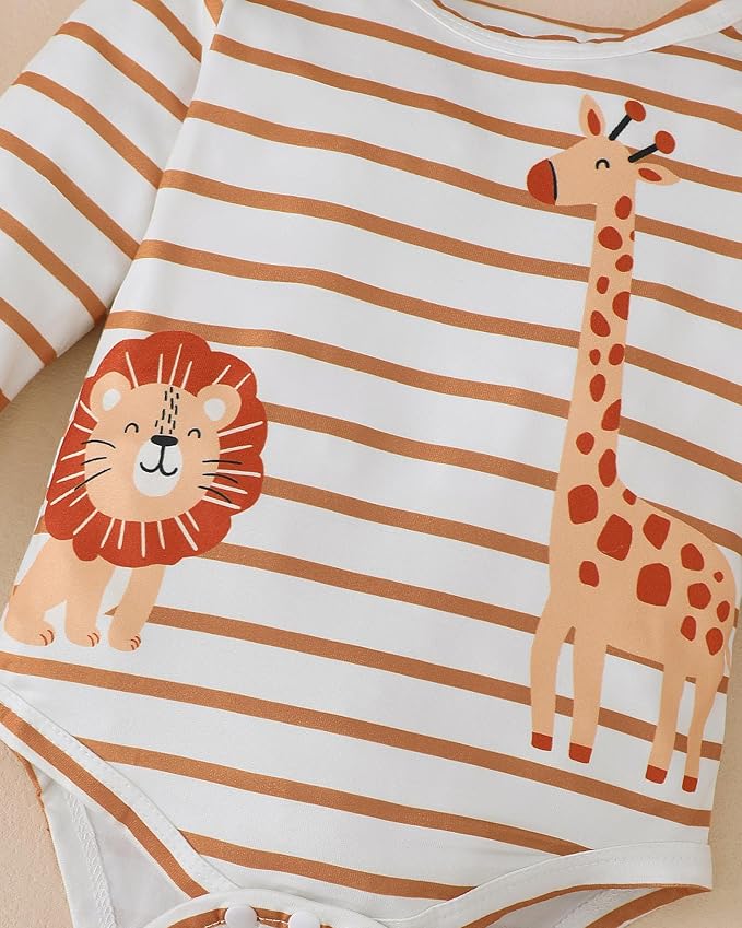 SUNNY PIGGY Baby Boy Clothes Newborn Infant Boys Outfits Romper Hat Pants 3PC Set 0-3 3-6 6-12 12-18 Month Clothing Gift