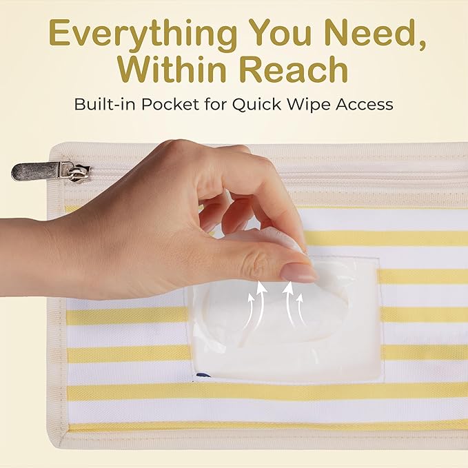 Portable Diaper Changing Pad - Newborn Essentials, Waterproof, Extra Wide & Long, Padded Foldable Wipeable Mat, Travel Bag, Baby Registry Gift, Wipes Pocket, Eco-Friendly (Yellow)