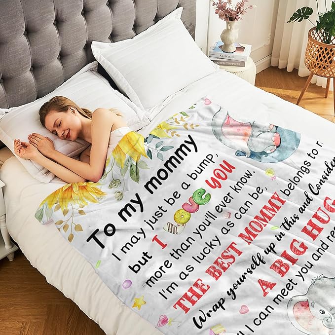 Pregnancy Gifts for Mommy - Mom to Be Gift, First Time Moms Gift, Promoted to Mom Gifts - Super Soft Flannel Throw Blanket 60"×50"