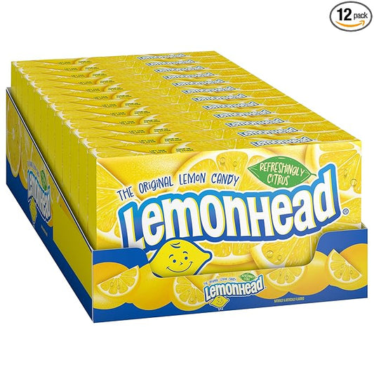 Lemonhead Hard Lemon Candy, 5 Ounce Movie Theater Candy Boxes (Pack of 12)