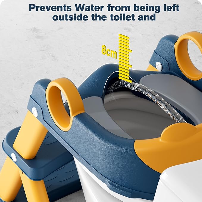 Potty Training Seat, Upgrade Toddler Toilet Seat for Kids Boys Girls, 2 in 1 Potty Training Toilet for Kids, Splash Guard Anti-Slip Pad Step Stool（Upgraded Cushion）