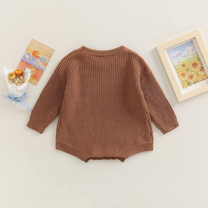 FYBITBO Baby Girl Boy Sweater Knit Oversized Pullover Sweatshirt Romper Onesie Warm Fall Winter Clothes Outfit Newborn