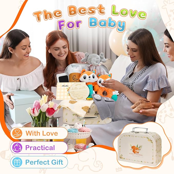 Baby Gift Basket for Newborn Baby Boys, 10Pcs Quality & Cute Newborn Baby Essential Stuff New Baby Boy Gift Basket, Unique Newborn Baby Boy Gift Basket Set, Best Baby Gift Basket for Baby Boys