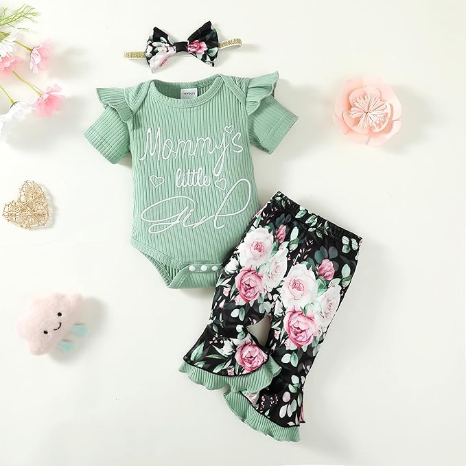 Infant Baby Girl Clothes Newborn Girl Outfit Long Sleeve Romper Pants Set Cute Baby Clothes for Girls Fall/Winter