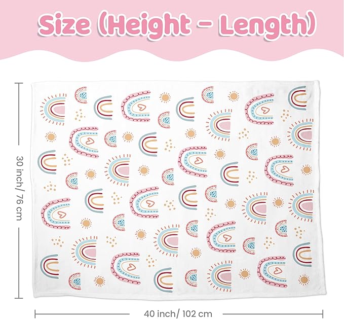 SANDJEST Rainbow Kid Blanket for Girls - 30 x 40 Kids Minky Blanket - Gifts for Kids on Birthday Christmas Nursery Bedroom Decor