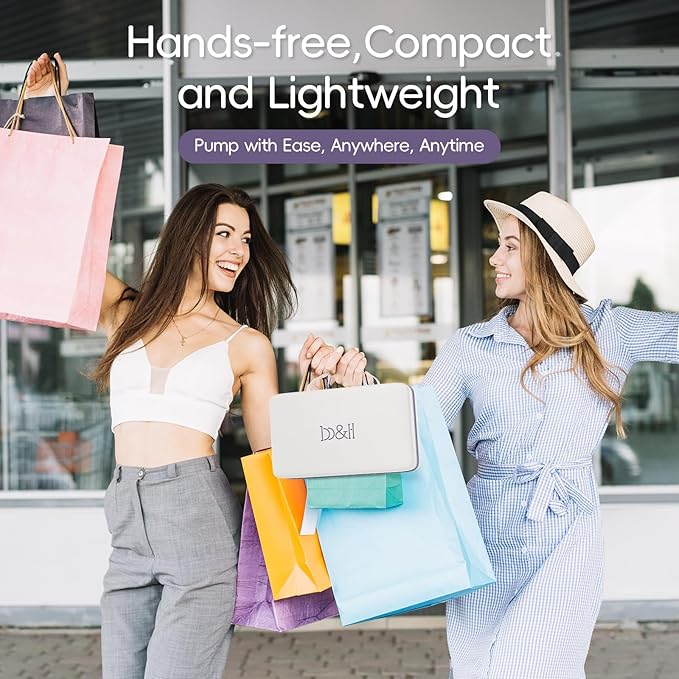 b&h Electric Wearable Breastfeeding Pump with Night Light, Hospital Grade Breast Pump Hands Free, 4 Modes & 9 Levels, 17/19/21/24/27mm Flange, Baby Mouth Double-Sealed Flange, Milk Pump for Moms -Grey