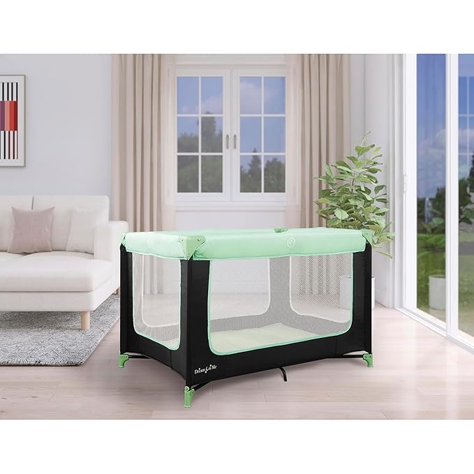 Dream On Me Zodiak Portable Playard in Mint, Lightweight, Packable and Easy Setup Baby Playard, Breathable Mesh Sides and Soft Fabric - Comes with a Removable Padded Mat