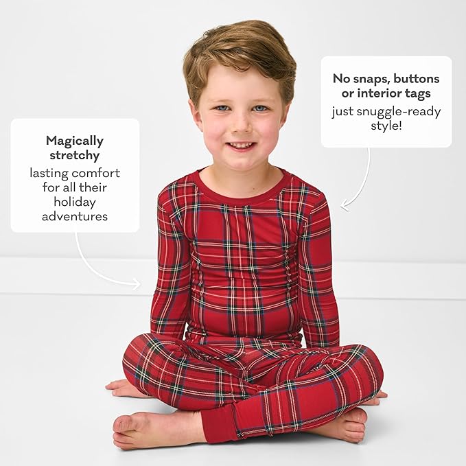 Little Sleepies Two-Piece Pajama Set for Boys & Girls, Soft Viscose from Bamboo Toddler Pajamas for Kids, Family Matching PJs
