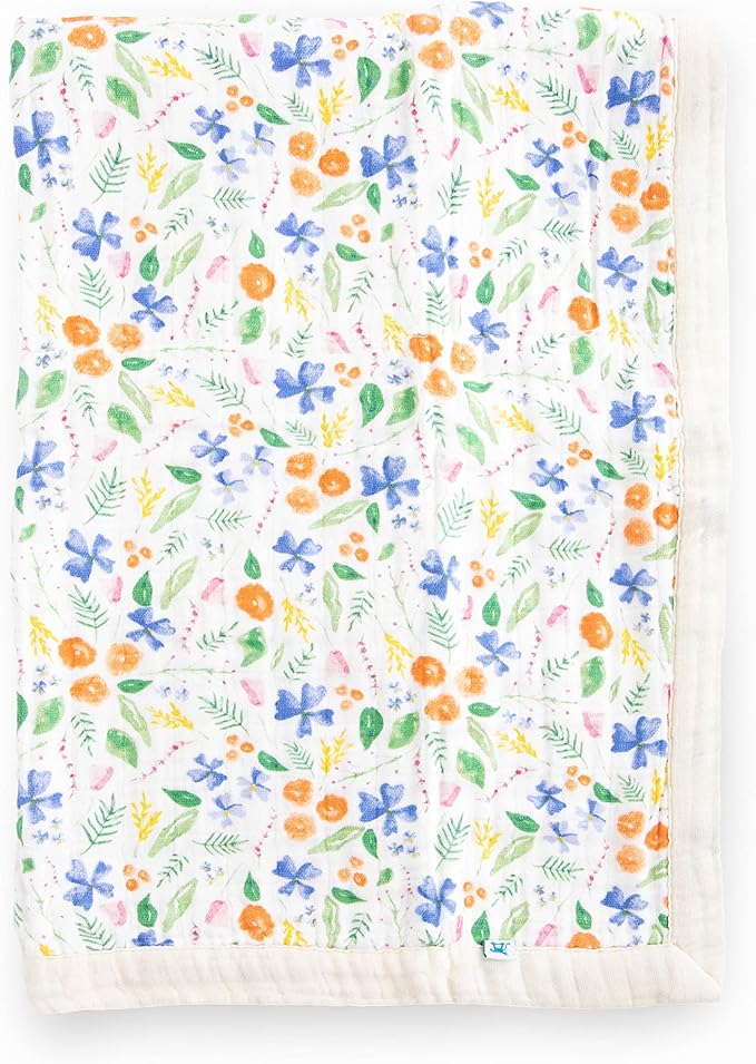 Little Unicorn Newborn Receiving Quilt | Ultra- Soft, Multi-Layered Muslin Fabric | Gift for Newborns & on-The-go (Mountain Bloom)