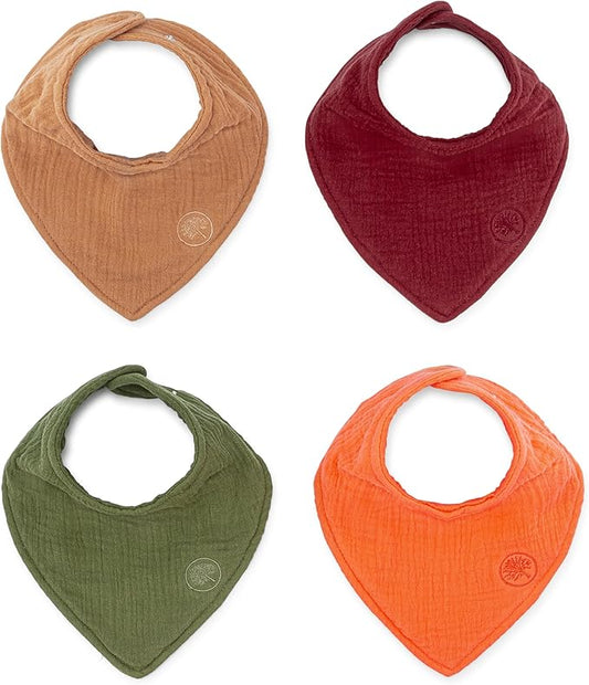 Parker Baby Muslin Bandana Drool Bibs | 100% Soft Muslin Cotton, Absorbent & Adjustable | Stylish Teething & Drooling Bibs