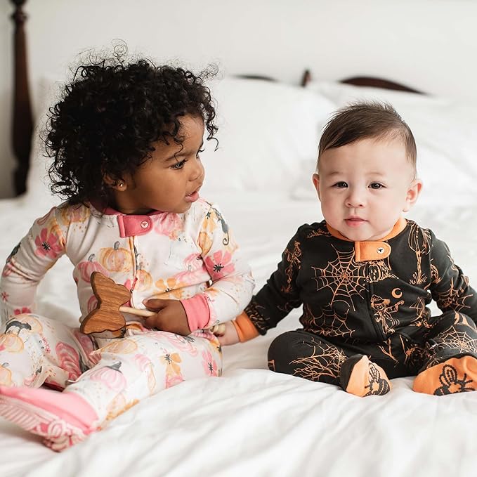 Burt's Bees Baby Baby Girls Pajamas, Zip Front Non-Slip Footed Sleeper Pjs, 100% Organic Cotton