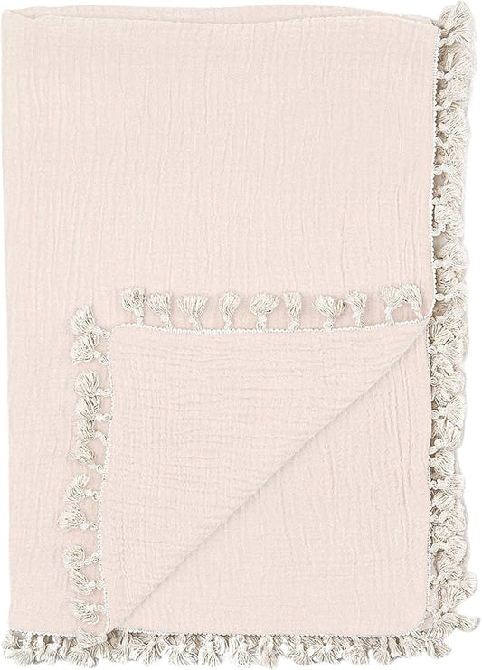 Crane Baby Muslin Swaddle Blanket, Soft Cotton Lightweight Nursery and Stroller Blanket for Baby Boys & Girls, Desert Brown, 30" x 40"