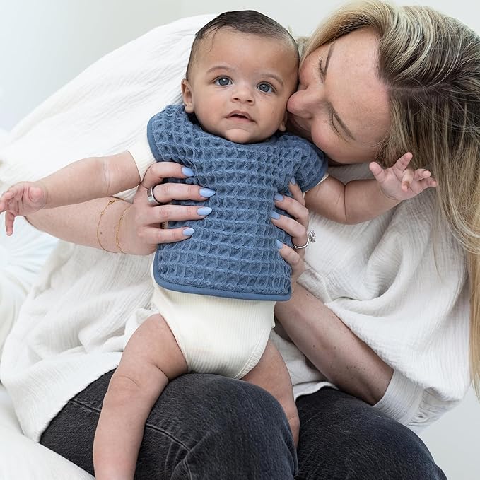 Bella Tunno Baby Bibs and Burp Cloths Set – Reversible Drool Bibs and Soft Absorbent Newborn Burp Cloths, Oeko-TEX Certified (Rain)