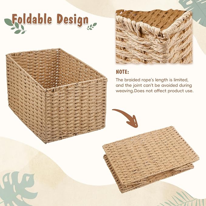 Wooden Woven Baby Shower Crate – Foldable Storage Basket with Handles, Handwoven Gift Box for Baby Shower & Newborn Essentials, Welcome Gift for Baby Shower, Newborn Boys Girls