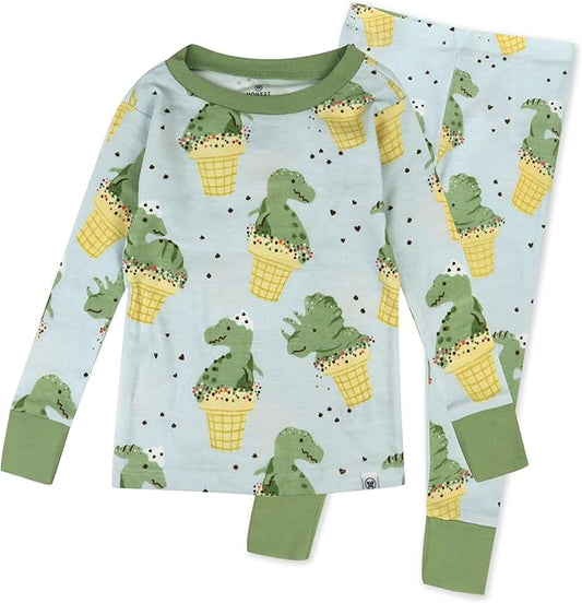 HonestBaby 2-Piece Pajamas Sleepwear Pjs 100% Organic Cotton for Baby, Toddler, Kids, Boy