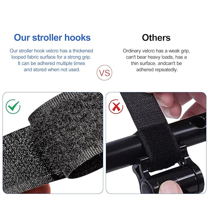 Versatile Stroller Hooks for Hanging Bags - Stroller Hooks Clips for Hanging Diaper Bags, Purses, Groceries, and More with Ease While Traveling (2 Pcs)