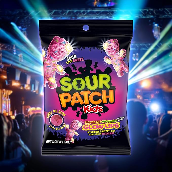 SOUR PATCH KIDS and SWEDISH FISH Mini Glow Ups Strawberry-Watermelon Soft & Chewy Candy Variety Pack, Bulk Candy, 4-6.7 oz Bags