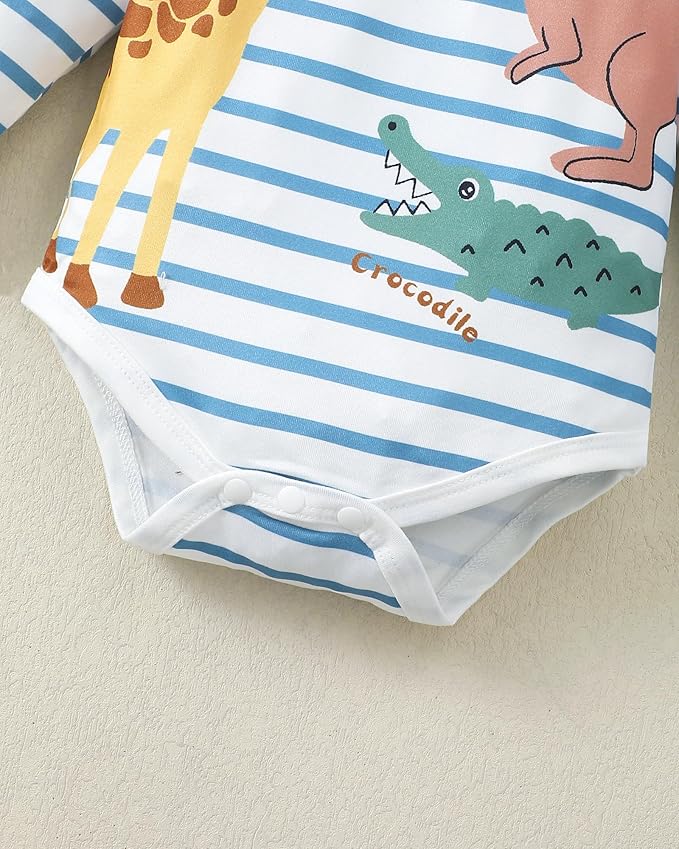 SUNNY PIGGY Baby Boy Clothes Newborn Infant Boys Outfits Romper Hat Pants 3PC Set 0-3 3-6 6-12 12-18 Month Clothing Gift