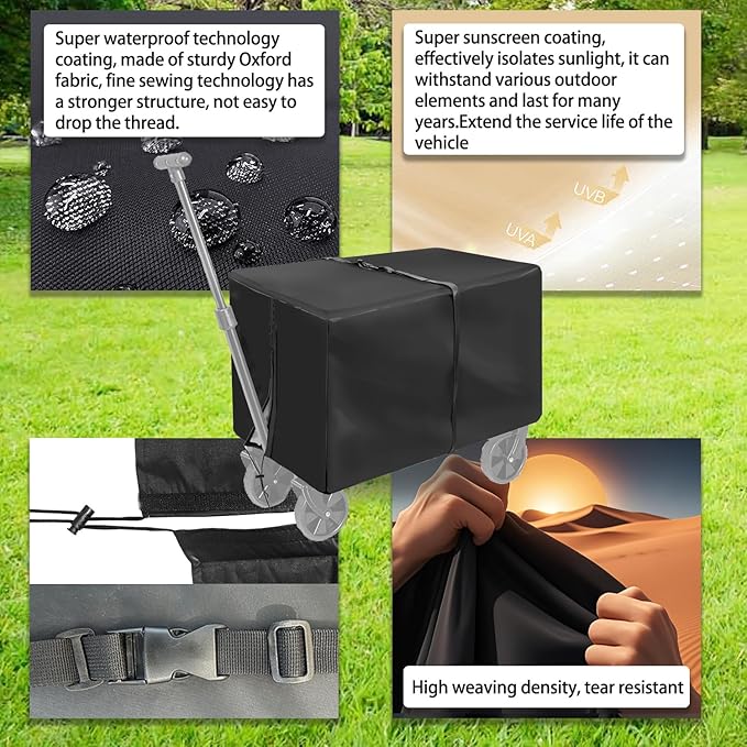 Universal Folding Stroller Waterproof Wagon Cover,Outdoor Garden Storage HandCart Rain Cover,UV Resistant, Dustproof, Tear Resistant, With Storage Bag