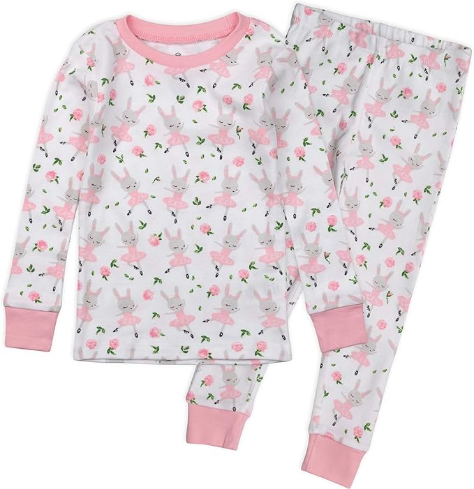 HonestBaby baby-girls 2-piece Pajamas Sleepwear Pjs 100% Organic Cotton for Baby, Toddler, Kids, Girl