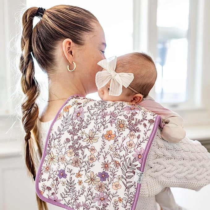Copper Pearl Baby Burp Cloth Large 21''x10'' Size Premium Absorbent Triple Layer 3-Pack Gift Set Flora