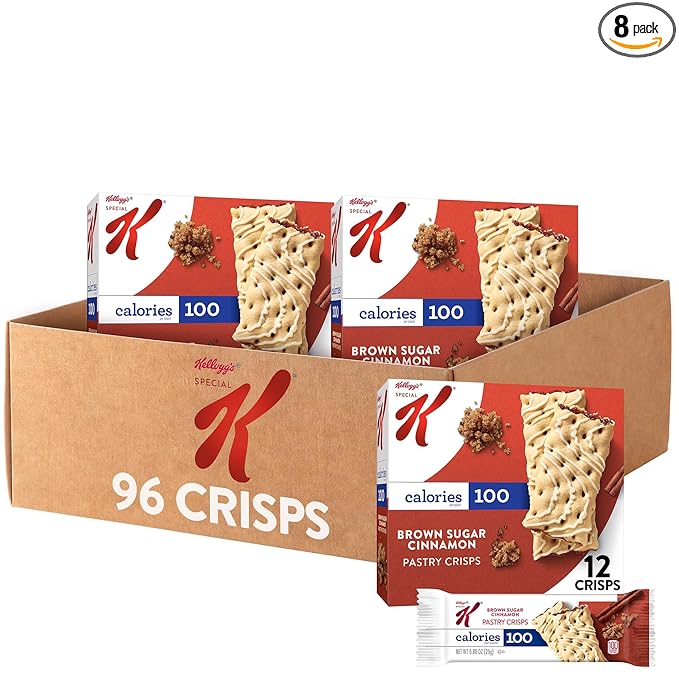 Special K Bar Pastry Crisps, Breakfast Bars, 100 Calorie Snacks, Brown Sugar Cinnamon (8 Boxes, 96 Count)