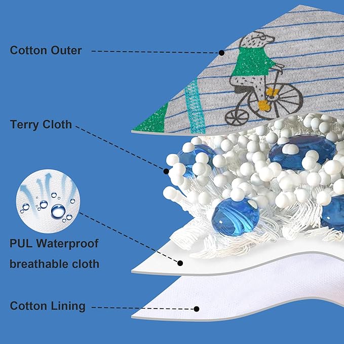 BIG ELEPHANT 10-Pack Baby Potty Training Underwear, Soft 100% Cotton Absorbent Training Pants for Boys & Girls, Ages 12M-10Y