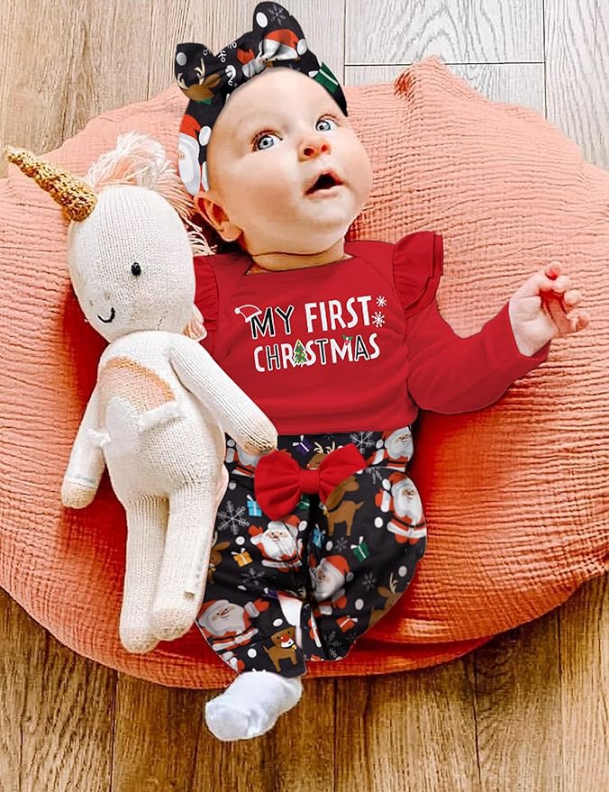 Infant Newborn Baby Girl Clothes Baby Girl Outfits For All Seasons Long Sleeve Snap Romper Pant Sets With Headband