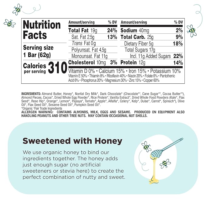 Perfect Bar Original Refrigerated Protein Bar, Dark Chocolate Almond, 2.2 Ounce Bar, 8 Count (Pack of 3)