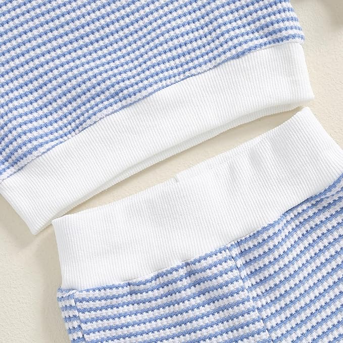 Baby Boy Toddler Fall Outfit Striped Sweatshirt Toddler Boy Winter Waffle Clothes 3 6 12 18 Months 2 3 T Pant Set