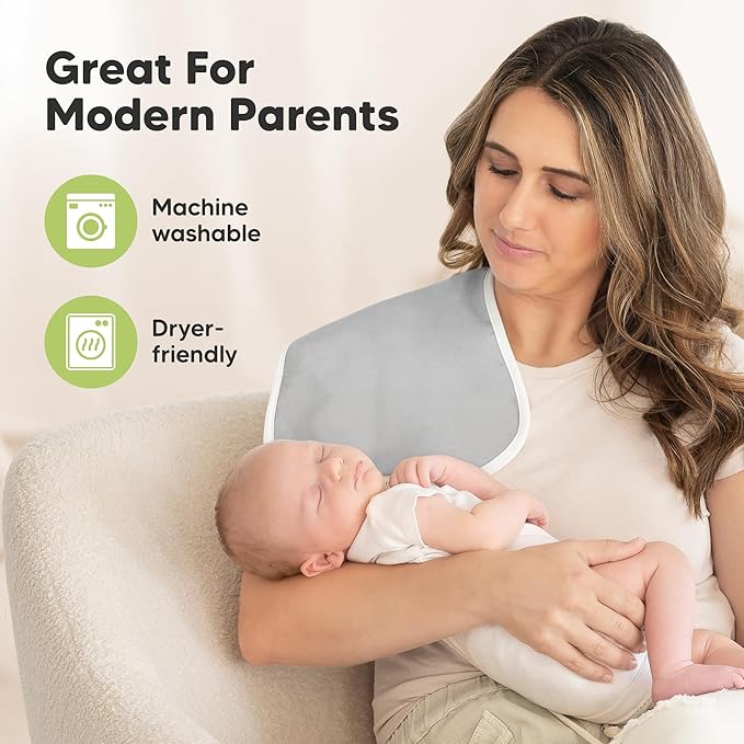 Organic Burp Cloths Baby Boy & Girl - 5-Pack Super Absorbent Cotton Burping Cloths for Babies, Soft & Plush Newborn Spit Up Rags, Infant Towels for Milk Spit Up, Unisex, Large 21" x 10" (Hunter)