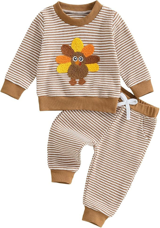 CIYCUIT Toddler Baby Boy Outfits Striped Sweatshirt Pants Clothes Set