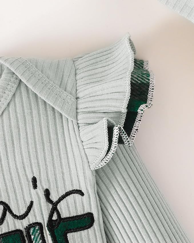 SUNNY PIGGY Baby Girl Clothes Newborn Outfits Infant Ruffle Romper 0-18M Fall Winter Flower Plaid Pants Clothing Set