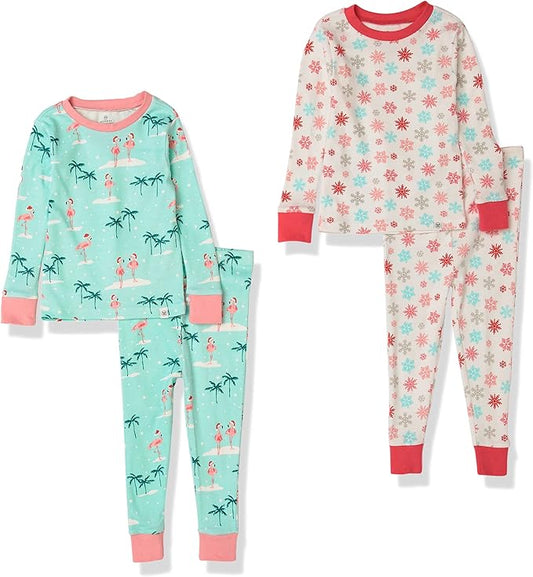 HonestBaby 4 Piece Pajamas Sleepwear Pjs 100% Organic Cotton for Infant Baby and Toddler Boys, Girls, Unisex