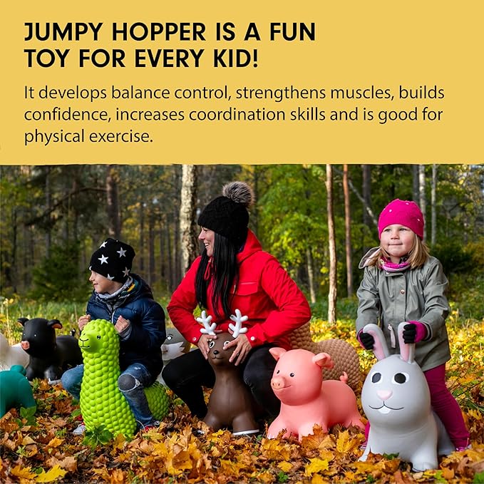 GERARDO'S Jumpy Toddler Bouncer - Animal Bouncy Bunny for Kids - Ride On Bouncy Animals for Toddlers 1-3 - Inflatable Hopper Toys for 1 + Year Old Girl or Boy - Indoor and Outdoor Birthday Gifts