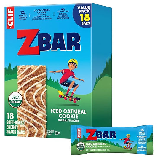 CLIF Kid Zbar - Iced Oatmeal Cookie - Soft Baked Whole Grain Snack Bars - USDA Organic - Non-GMO - Plant-Based - 1.27 oz. (18 Pack)