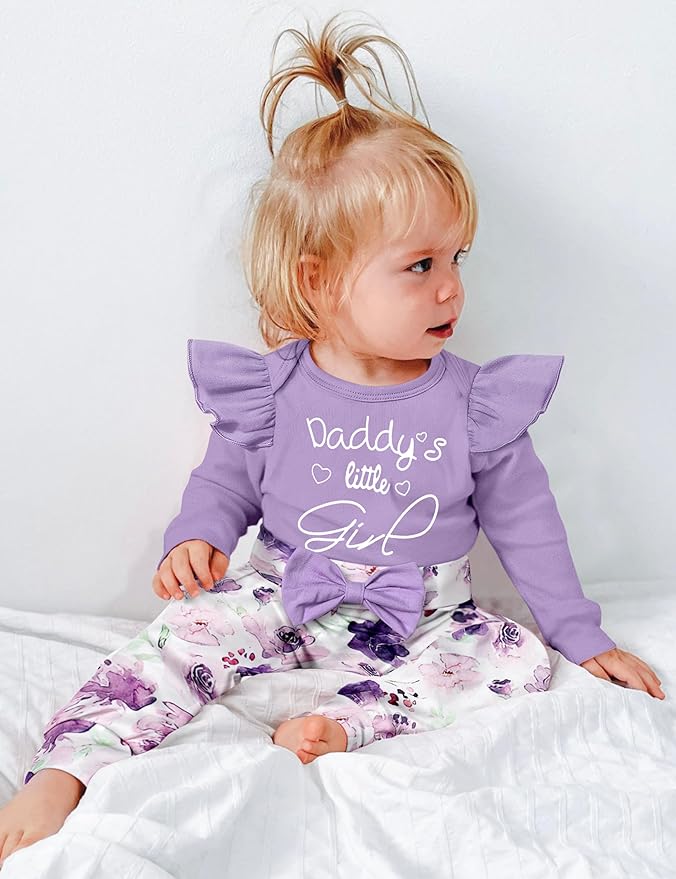 Infant Newborn Baby Girl Clothes Baby Girl Outfits For All Seasons Long Sleeve Snap Romper Pant Sets With Headband