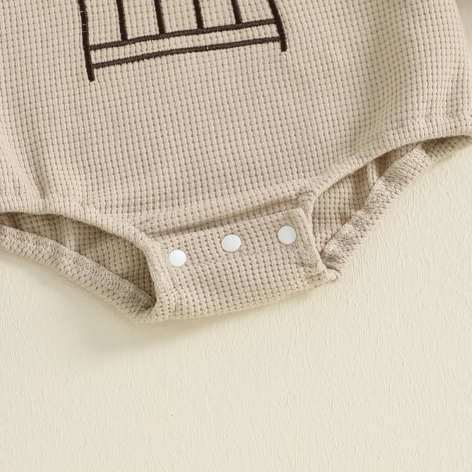SAYOO Aunties Bestie Baby Girl Clothes Letter Embroidery Waffle Color Block Sweatshirt Bodysuit Fall Bubble Romper Pullover