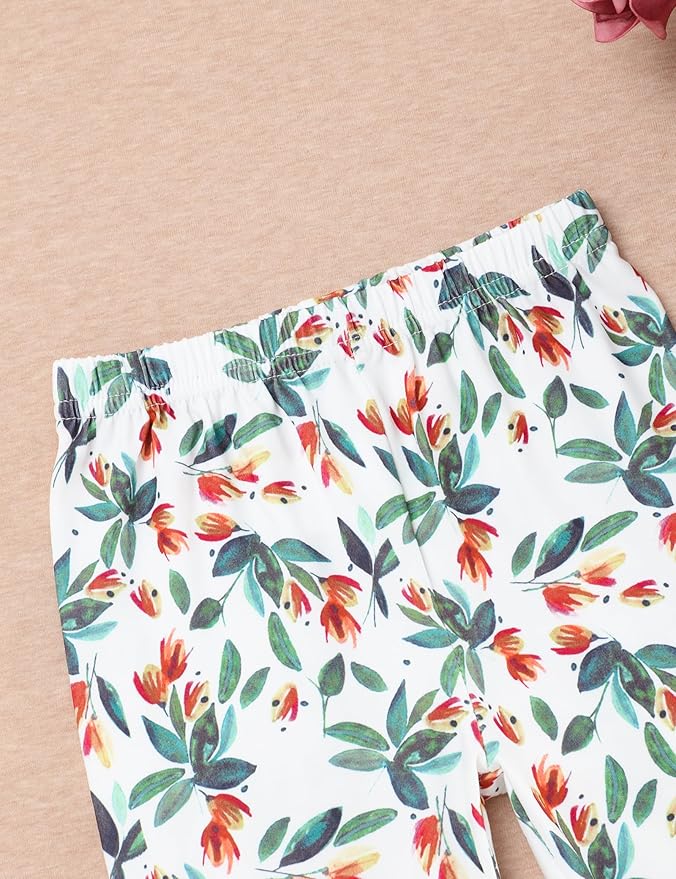 oklady Toddler Baby Girl Clothes Solid Color Ruffle Tops Floral Pants with Headband Fall Winter Cute Girl Outfits