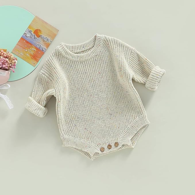 FYBITBO Baby Girl Boy Sweater Knit Oversized Pullover Sweatshirt Romper Onesie Warm Fall Winter Clothes Outfit Newborn