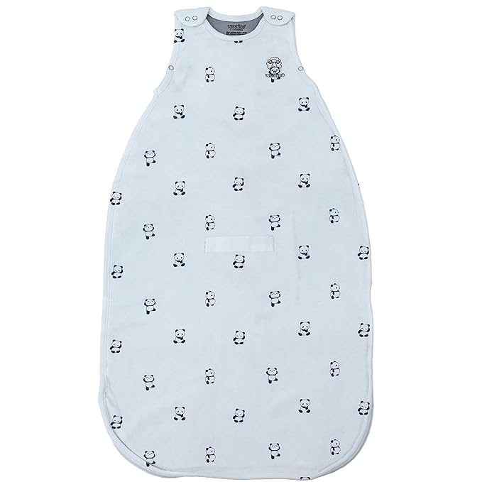 Woolino 4 Season Ultimate Baby Sleeping Bag - Merino Wool and Organic Cotton - Universal Size Adjustable Sleep Sack for Baby - Two-Way Zipper Infant Sleeping Bag (2-24 Months) - Panda