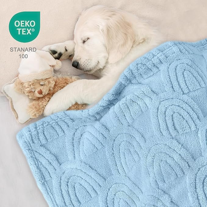 HOMRITAR Baby Blanket with 3D Rainbow Super Soft Cozy Fluffy Fleece Blankets for Boys Girls, Room Decor Birthday Gifts Baby Bedding for Toddle Newborn, Blue, 30 x 40 Inches