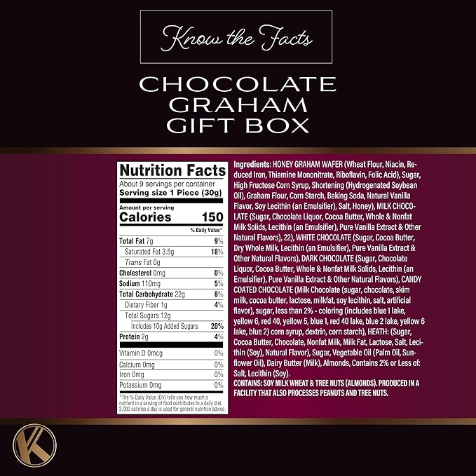 KREMERY Creamy Chocolate Cravings - Chocolate Covered Graham Crackers Cookies Gift Basket, in Sectional Gift Box (9 Grahams, Assorted Sweet Toppings) Food Assortments USA Made