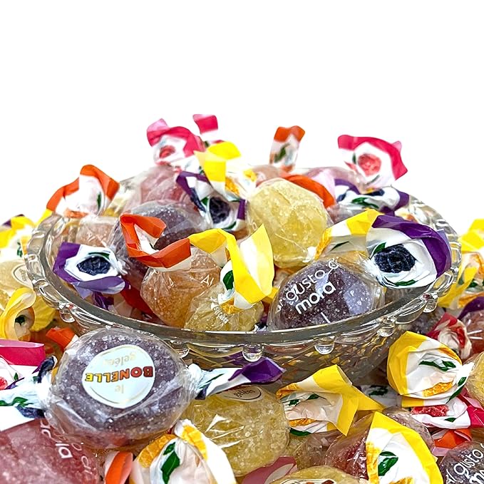 Premium Italian Fruit Jelly Candies - 2.25lb 4 Flavor Assortment- Vegan, Gluten Free, Natural Flavors, Individually Wrapped Soft And Chewy Candy (36 Oz) Made In Italy