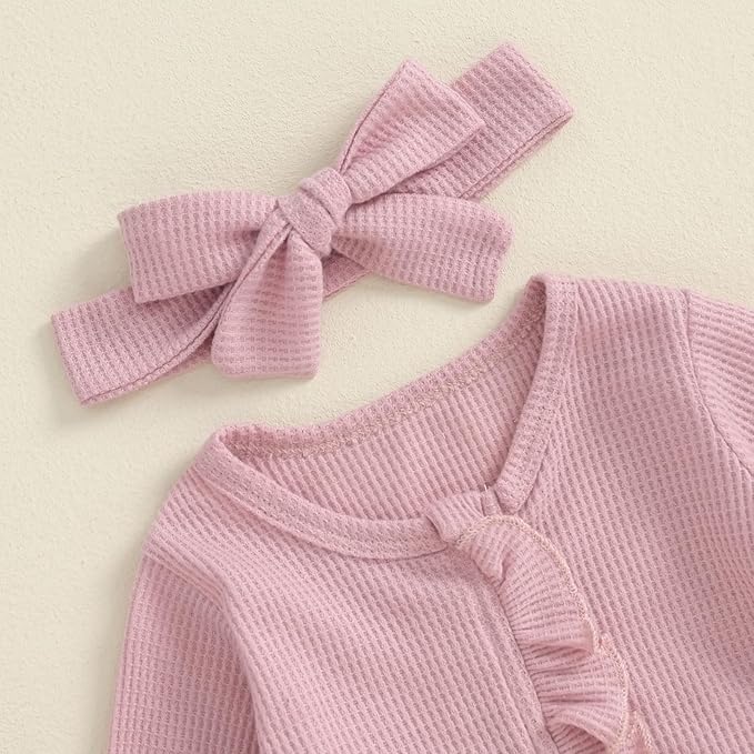 Baby Girl Footies Newborn Zipper Sleeper 2 Pack Ruffle Pajamas Romper Coming Home Outfit