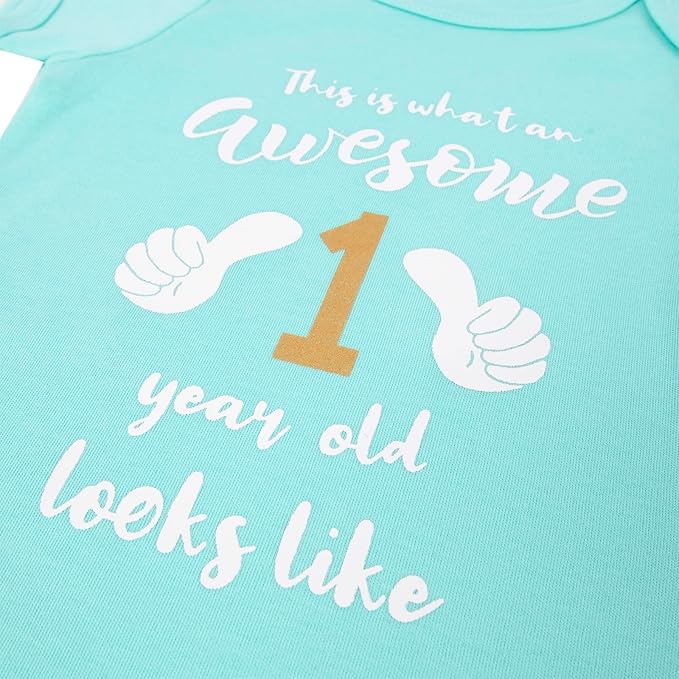 Cnins Funny Baby Bodysuit & Daddy Matching Cotton Outfit for Wild One 1st Birthday, Unisex Newborn Infant Clothes 0-24M