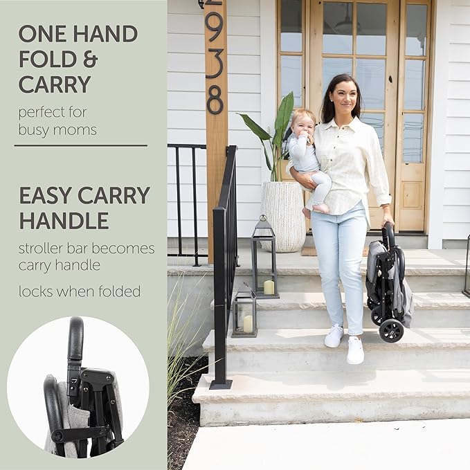 Lightweight Travel Stroller for Baby & Toddlers - Easy Fold & Compact Stroller with Canopy, Storage Basket, Multi-Position Recline & Convenient One-Hand Fold (Grey)