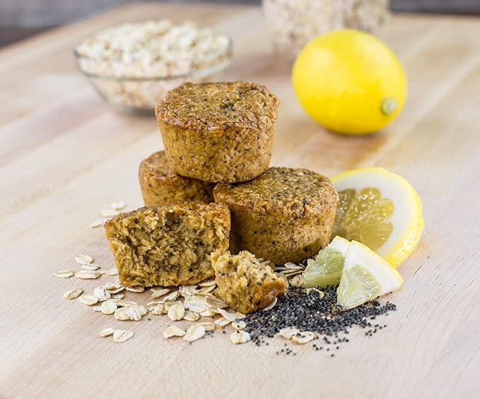 Bobo's Oat Bites, Lemon Poppyseed, 1.3 oz Bites (30 Pack Box), Gluten Free Whole Grain Snack, Vegan On-The-Go