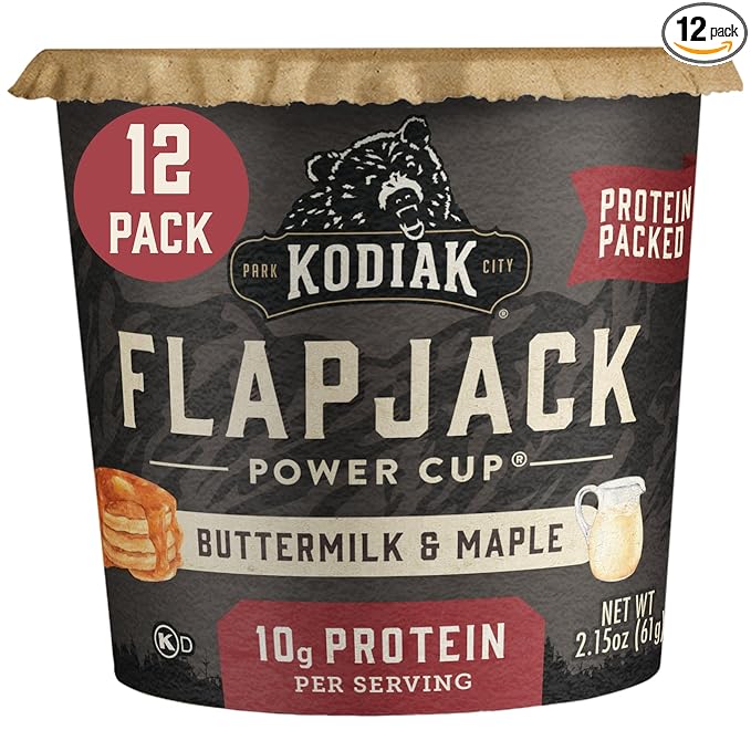 Kodiak Cakes Instant Pancake & Flapjack Cups, Buttermilk & Maple, High Protein, 100% Whole Grains, (Pack of 12)
