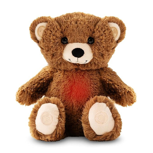 Gemma Joy Baby Sleep Soother Brown Bear for Baby – Cry Activated Heartbeat Stuffed Animal – Rechargeable Crib Soother with White Noise, Shush, Lullabies & Night Light – Newborn Essentials Must Haves